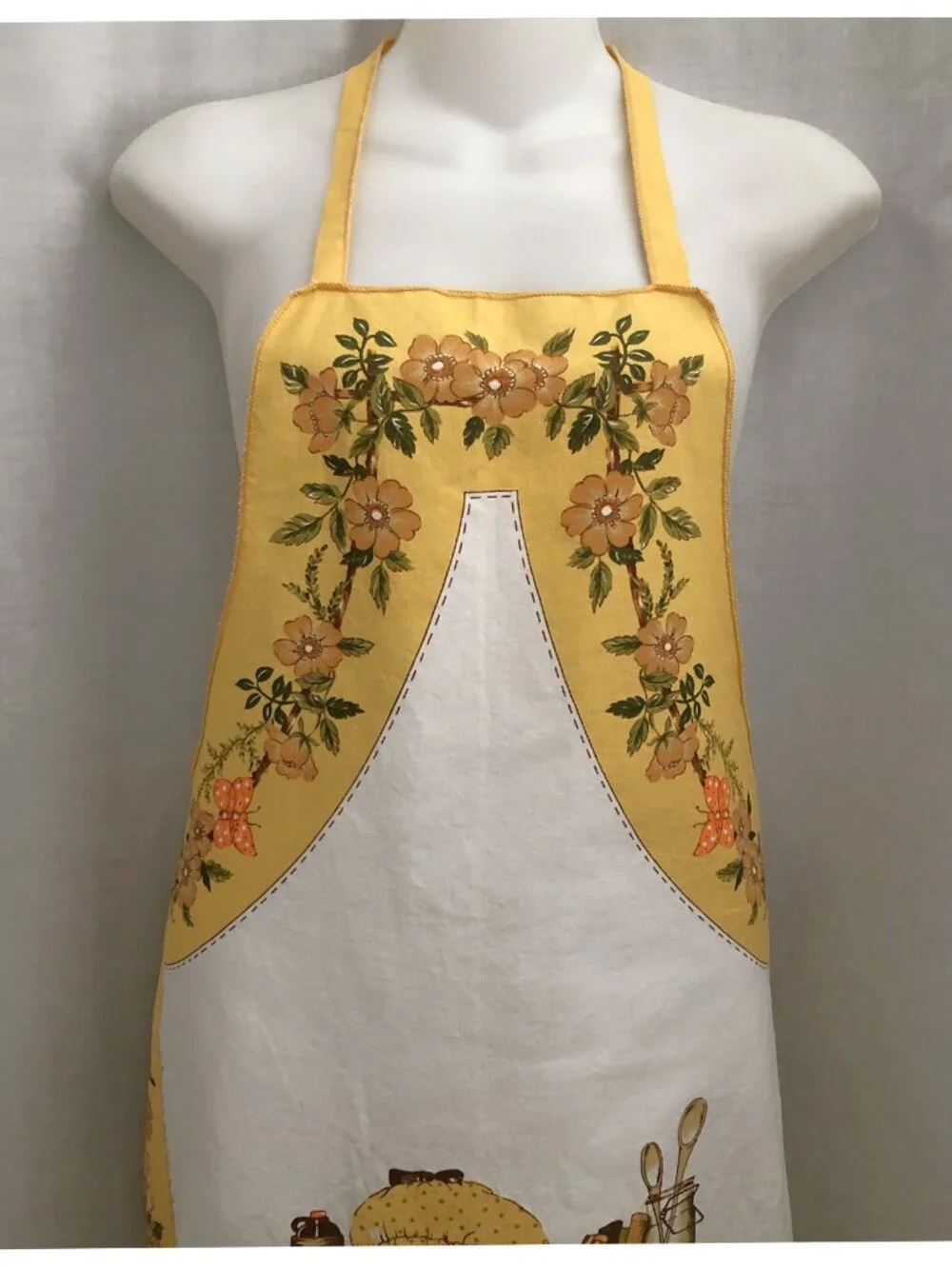 Vintage 70s Bib Apron Anne Liese Sweet Bonnet Wearing Girl with Kitten